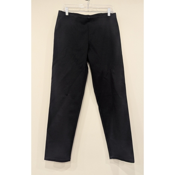 Eileen Fisher Black Flat Front Pull On Pants Size Medium - Picture 1 of 6